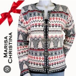 Vintage Christmas Sweater Y2K Nordic Fair-Isle Wool Rabbit-hair Marisa Christina